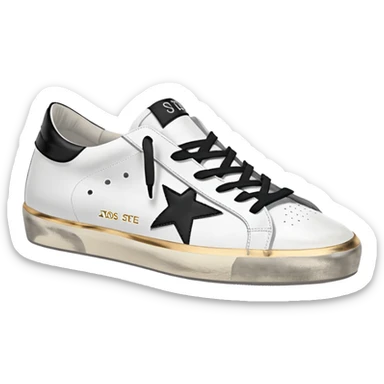 golden goose low sneakers white black and silver star sticker