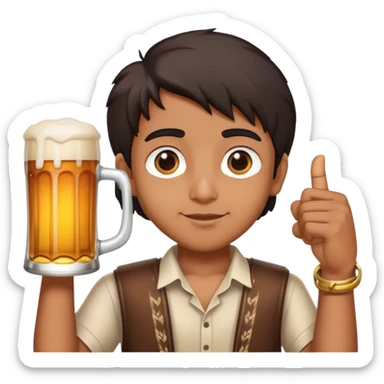 indian boy holding a massive beer sticker