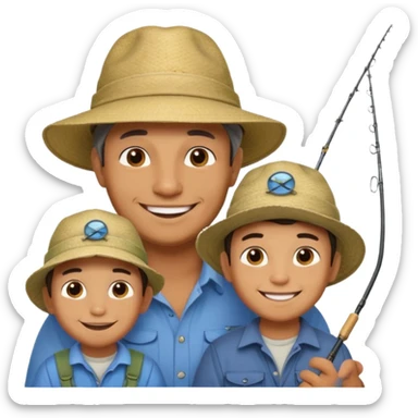 Father and son happy after catching a catfish sticker