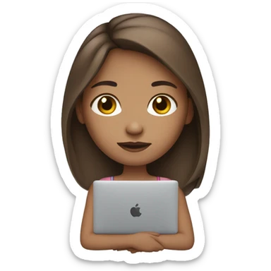 Girl-hold-MacBook-light skin-brown hair sticker