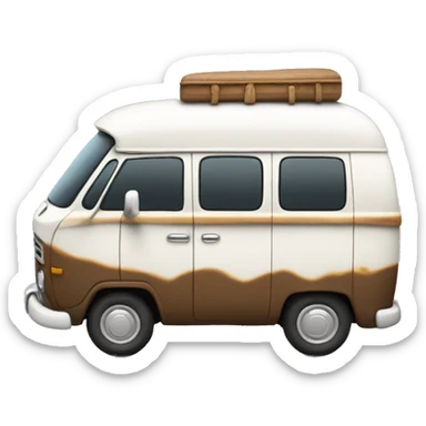 traveling 3d brown and white hippie van sticker