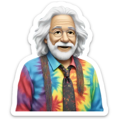Jerry Garcia wearing a tie dye shirt  sticker