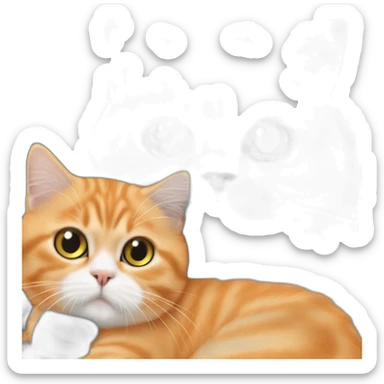 Orange persian young cat hugs the grey british shorthair cat sticker