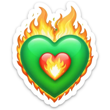 Take the classic Apple "heart on fire" emoji but make it a green heart. sticker