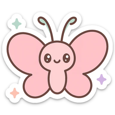 pink butterfly with sparkles, kawaii style sticker