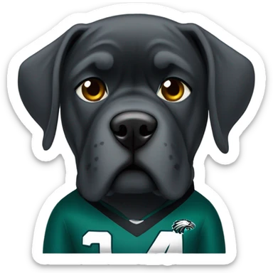 Cane Corso wearing eagles jersey sticker