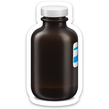 Dark glass bottle with supplements  sticker