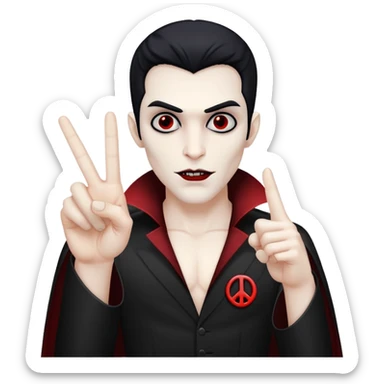 Black Vampire holding up the peace sign. Can you also make his thumb stick out horizontally   sticker