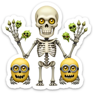 evil undead skeleton overlord with zombie minions sticker