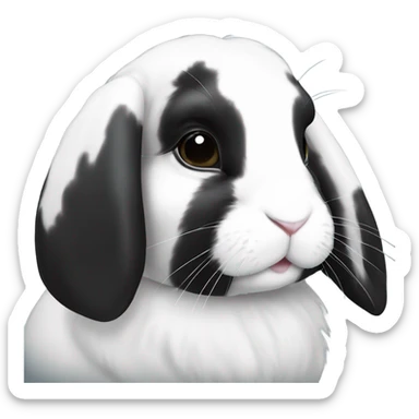 Black and white Holland lop rabbit  sticker