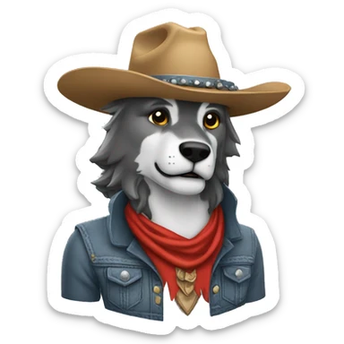 lobo gris con sombrero de vaquero sticker
