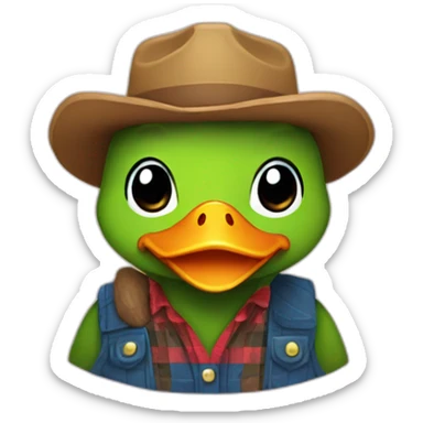 cute duck as lumberjack sticker
