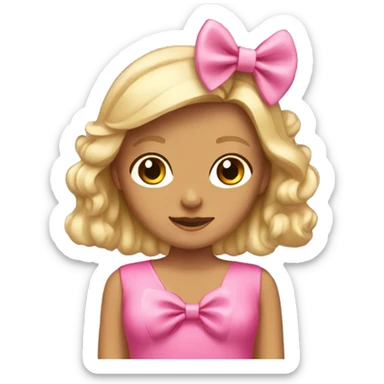 blonde tanned girl wearing pink bow  sticker