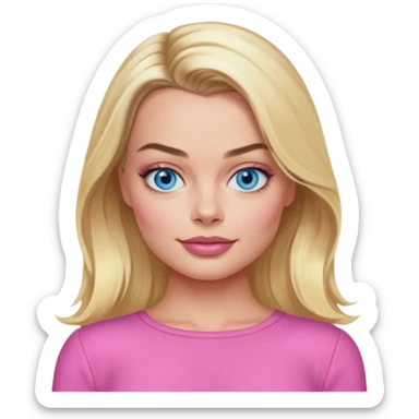 Maggot Robbie with blue eyes, long blonde hair, pink outfit sticker