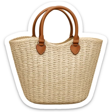white straw beach bag sticker