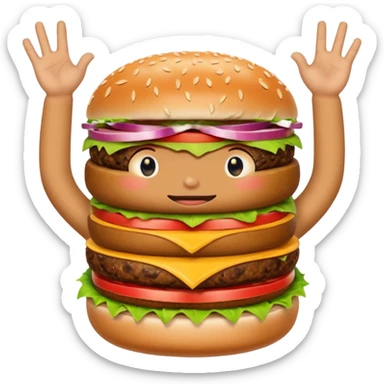 A living burger doing 67 gestures sticker