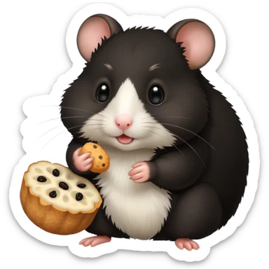 black hamster with  snack sticker