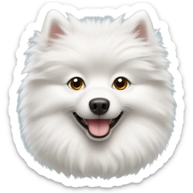 white fluffy spitz  sticker