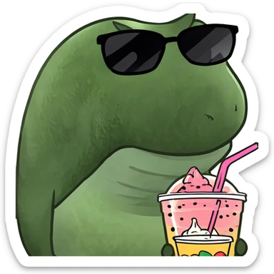 A narwal drinking boba sticker