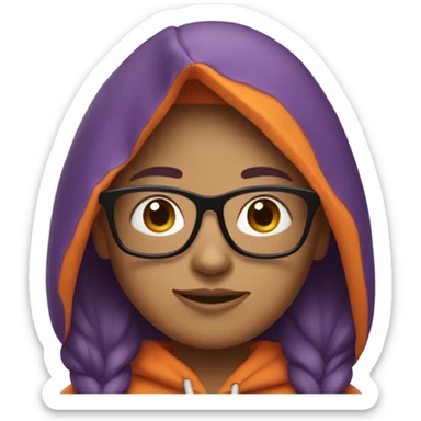  it specialist-woman-glasses-purple-hair- orang hoodie sticker