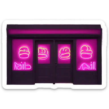 Pink neon sign that says “Abby’s Nail Bar” simple sticker