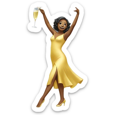 Dancing lady with champagne sticker