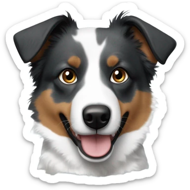 Blue heeler mixed with Australian shepherd with one one blue eye and one brown eye with black and white fur sticker