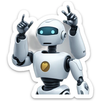 robot pointing to the sky sticker