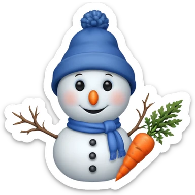 snowman wearing blue hat sticker
