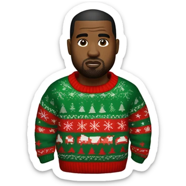 kanye west wearing a christmas sweater sticker