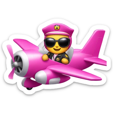 Hello Kitty as a pilot on a pink airplane sticker