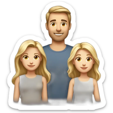 Family of 5 blonde mom brown hair dad 8year old blonde girl, 4year old light brown hair boy and 1 year old light brown hair girl sticker