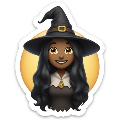 smiling girl with black hair witchy sticker