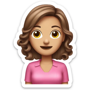 Hair dresser with brown hair pink outfit and hairdryer sticker