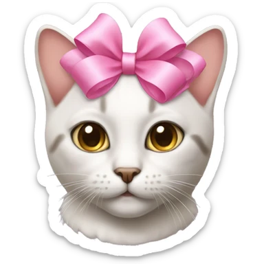 cat with a pink bow on the head sticker