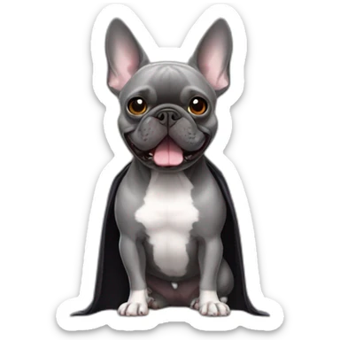 gray french bulldog turned into a bat sticker