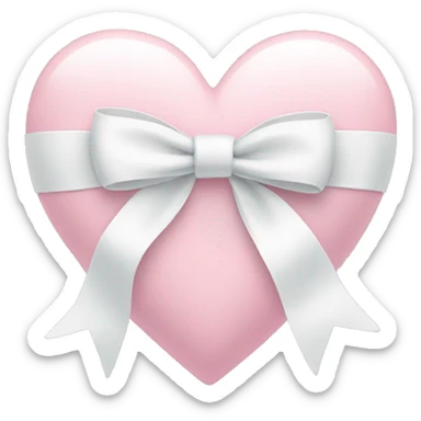 Pastel pink heart with white bow sticker