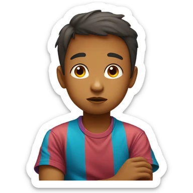 little Boy thinking while keeping his hand on his chin sticker