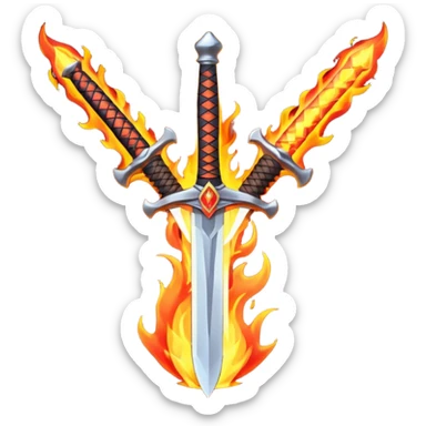 sword on fire crossed sticker