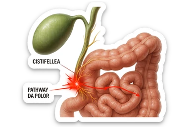 CISTIFELLEA E INTESTINO SONO COLLEGATI NEL DOLORE, iperrealistico 4k sticker