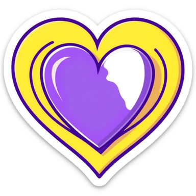 a violet purple heart, cartoonish sticker style sticker