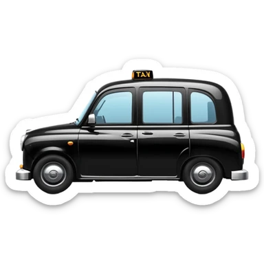 iconic black London taxi cab with rounded shape sticker