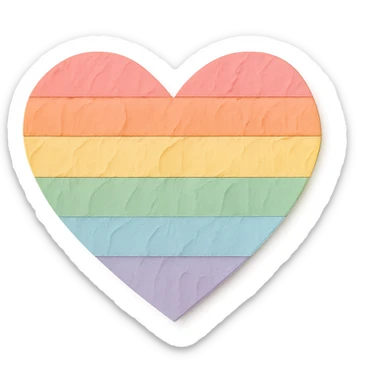 rainbow pride heart, paper craft style, no text, with a pastel color palette sticker