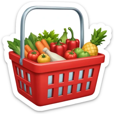 red shop basket filled with groceries sticker