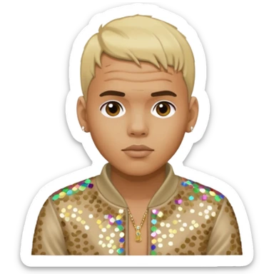 Chris Brown with blonde hair, beige sequin outfit sticker