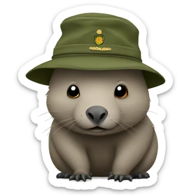 Wombat with army slouch hat sticker