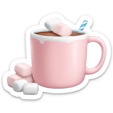 Light Pink mug of hot chocolate with marshmallows  sticker