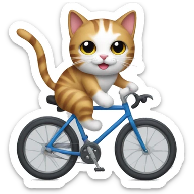 Cat riding bicycle with bi flag sticker