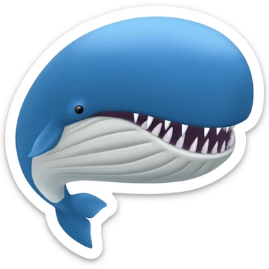 Whale with sharp teeth and a circular mouth sticker