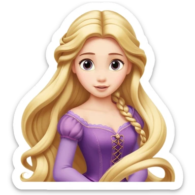Disney Princess Rapunzel with extremely long flowing blonde hair sticker